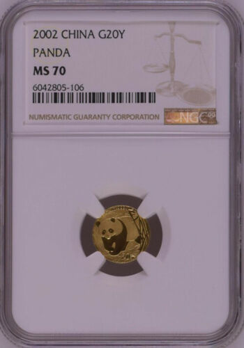 NGC MS70 最高鑑定 2002年中国パンダ1/20オンス金貨 硬貨