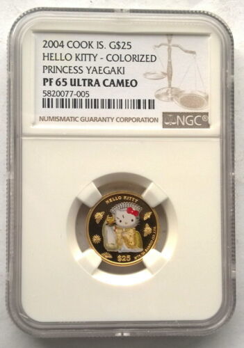  Cook 2004 Hello Kitty 25 dollar NGC gold coin coin, proof coin 