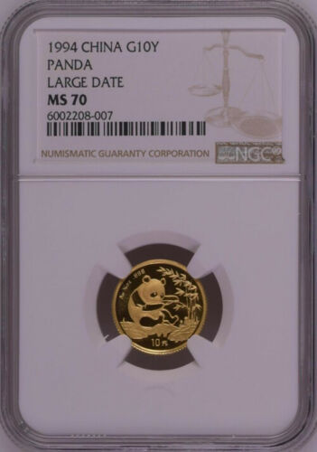 保存版】 NGC MS70 硬貨 1994年中国パンダ1/10オンス金貨 最高鑑定