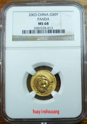 2003年1/10オンスG50Y中国 金 パンダ コインNGC MS68 硬貨