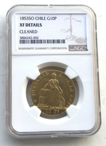 チリ1853 Igualdad 10ペソNGC金貨 コイン、レア 硬貨