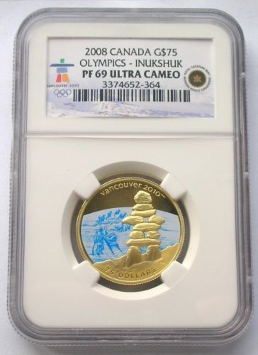 カナダ2008イヌクシュクストーン75ドルNGC PF69金貨 コイン、プルーフ 硬貨