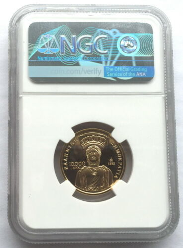 ギリシャ1993年民主主義10000博士NGC PF69金貨 コイン、プルーフ ...