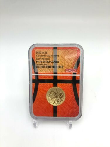 2020-W $ 5バスケットボール殿堂入り 金貨 プルーフコインNGC PF70 最高鑑定 ERバスケットボールコア 硬貨