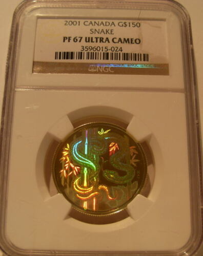 スネーク多色 カナダ2001金貨 $、150 NGC PF67UC 硬貨
