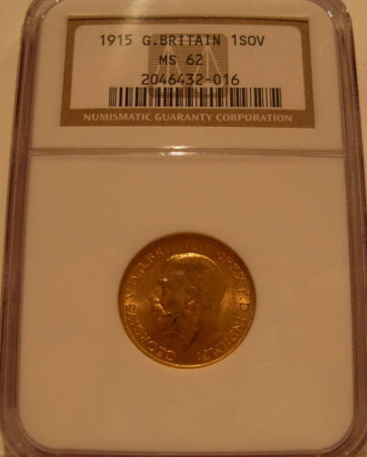 イギリス1915金貨 ソブリンNGC MS62 硬貨