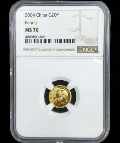 2004年中国パンダ1/20オンス金貨G20Y NGC MS70 最高鑑定 硬貨
