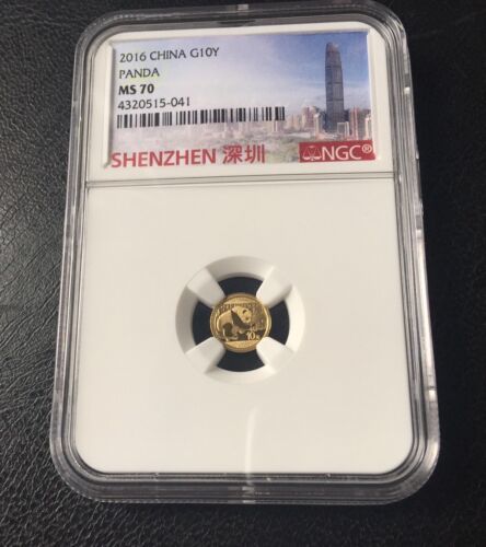  deep sen mint 2016 gold coin * Panda coin 1 gram NGC MS70 highest judgment, coin 