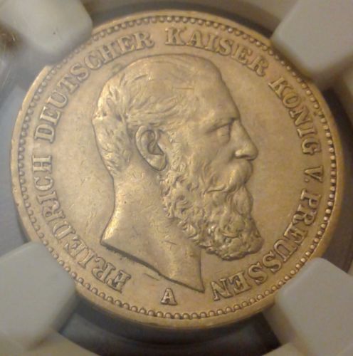 1888 A 金貨 ドイツSTATEプロシア20 MARKフリードリヒIII COIN NGC XF 45 硬貨
