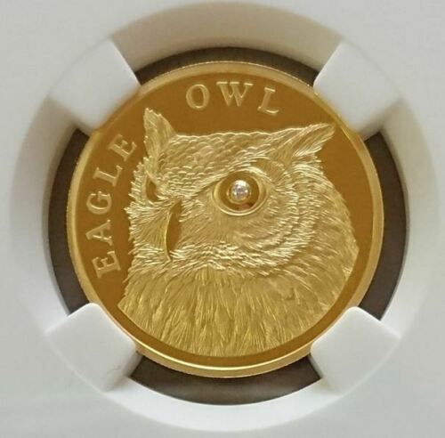 カザフスタンテンゲ2011 500 EAGLE OWL / 1ダイヤモンドPF70 最高鑑定 UCワット1/4オンスプルーフ 金貨 コイン 硬貨_画像2