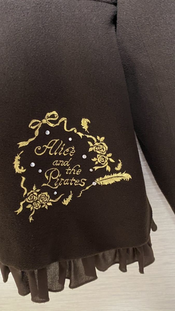ALICE and the PIRATES フェザーローズ刺繍のショートコート　ブラウン　茶色１０８Ｐ３４２　ロリィタ　クラロリ　大きめサイズ_画像3