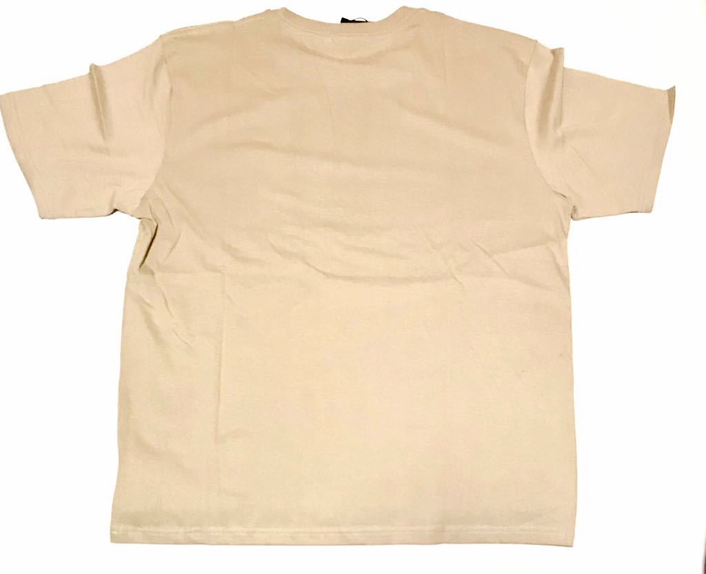 新品●ボタニカル柄ポケット付き(黒) 半袖Tシャツ　　　 Lサイズ　ベージュ　コットン100%_後ろ