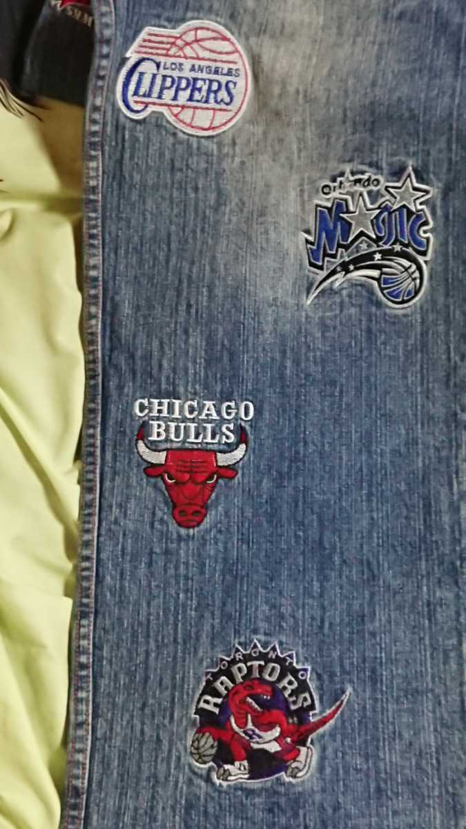 NBA,EST,1996, indigo Denim team embroidery badge, all team, rare jeans W38