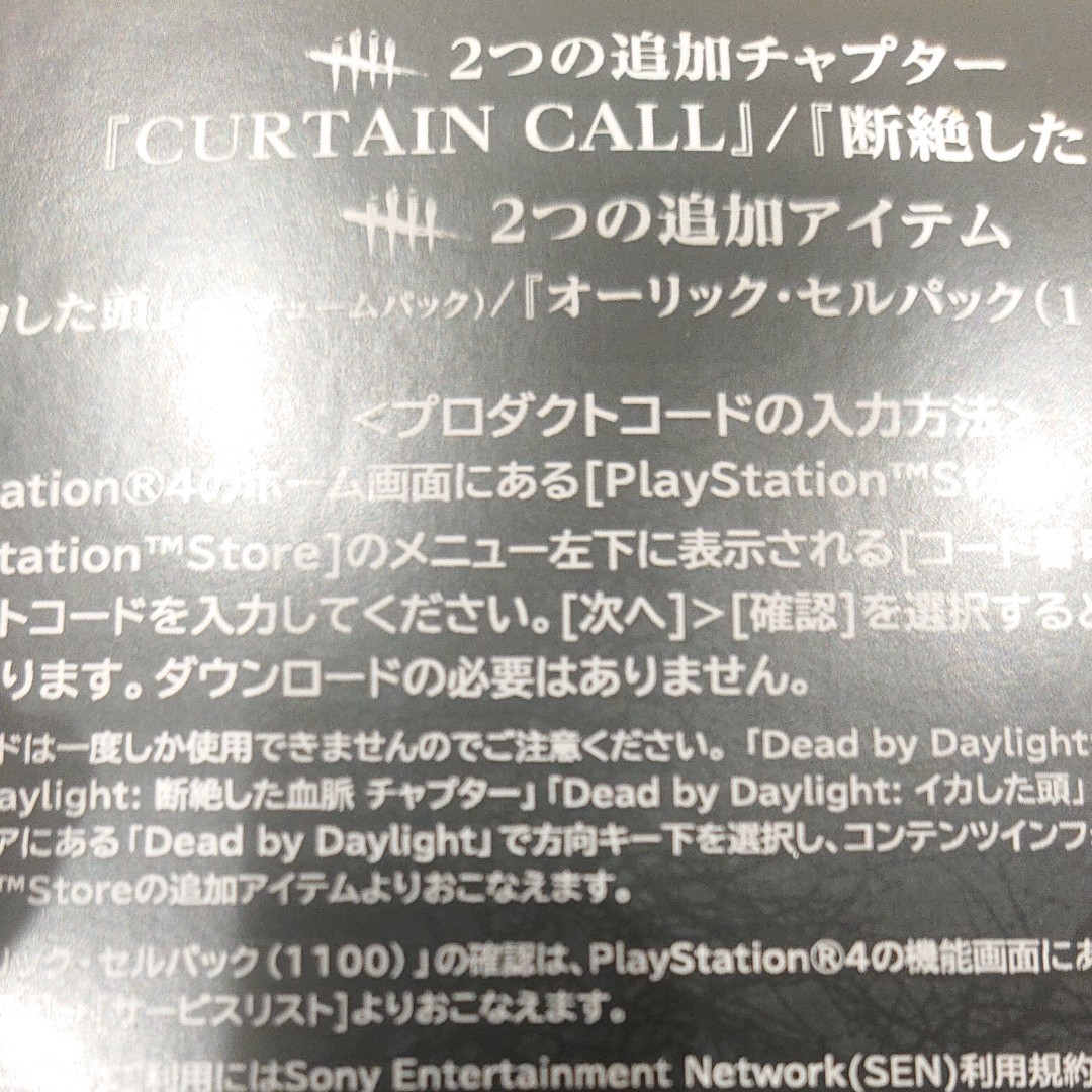 DLC未使用 PS4 ソフト 日本版 デッドバイデイライト Dead by Daylight DBD