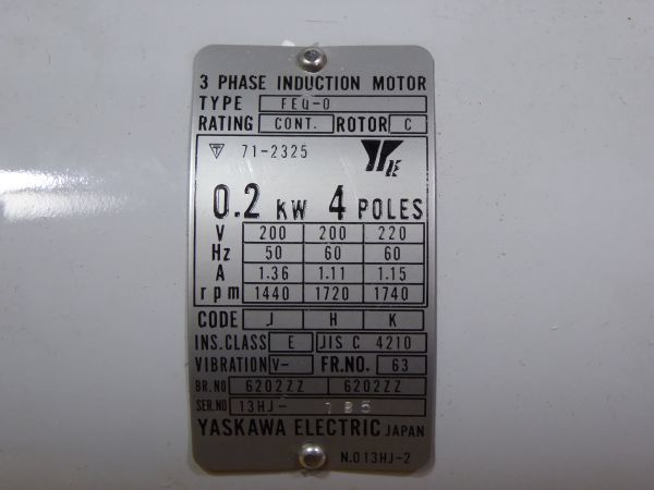 長期保管未使用品 安川電機製作所 野外型 低圧三相かご形誘導 長期保管未使用品 安川電機製作所 野外型 低圧三相かご形誘導