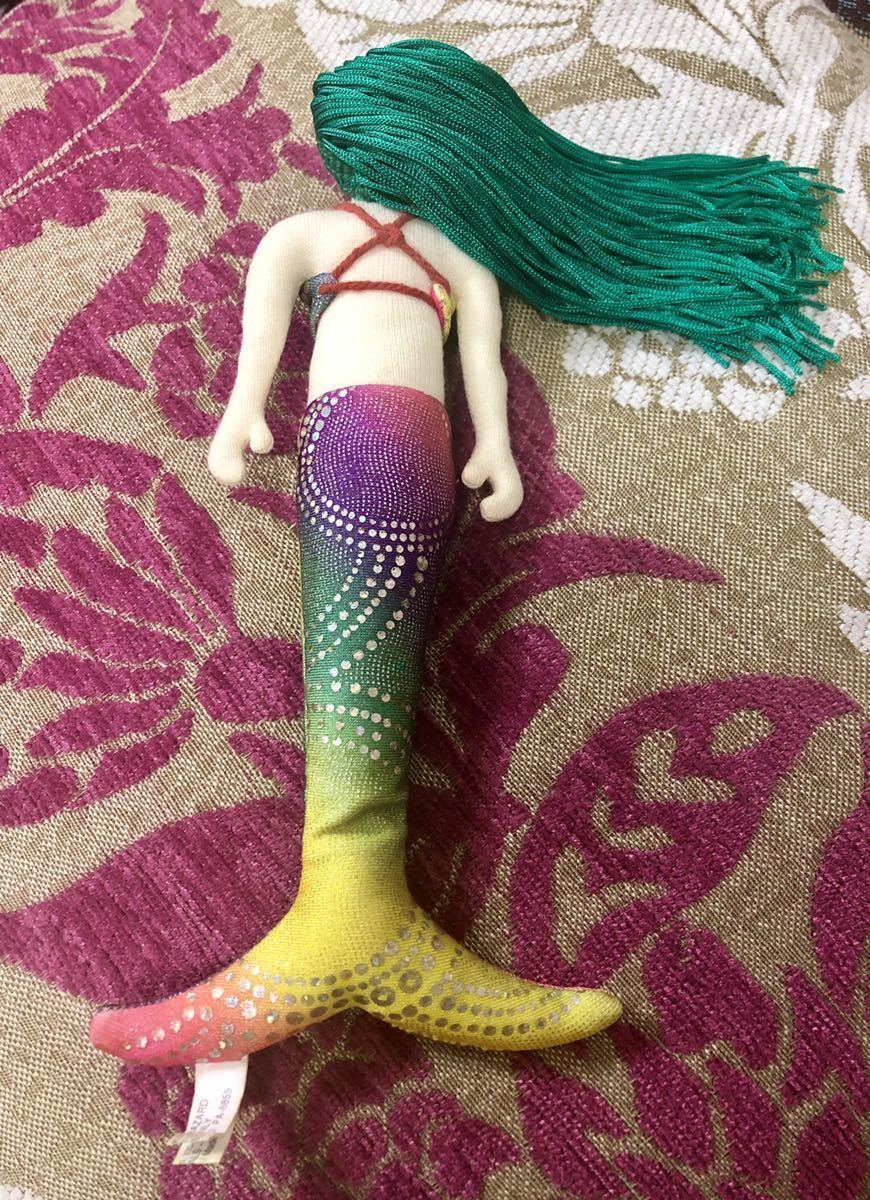  Hawaii mermaid doll person fish . Vintage emerald 