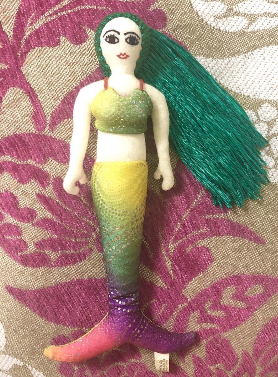  Hawaii mermaid doll person fish . Vintage emerald 