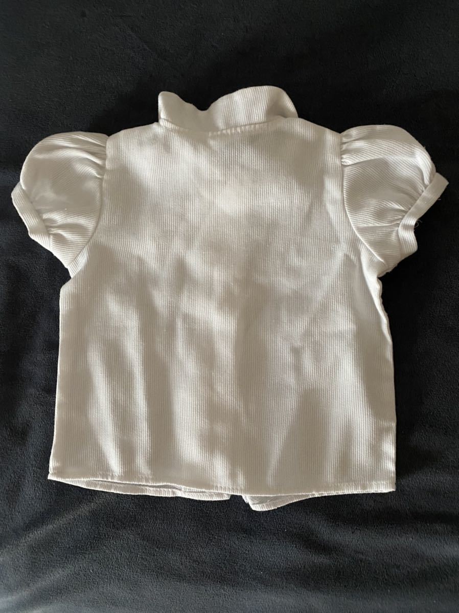  rare *70s Vintage France circle collar blouse post-natal 3 months baby dead stock short sleeves blouse baby for white 