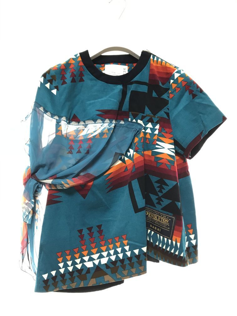 SACAI 19SS ペンドルトン Tシャツ 水色 サイズ 2 新品　定価64900円　サカイ Pendleton 19-04238 カットソー Ｔシャツ ネイティブ