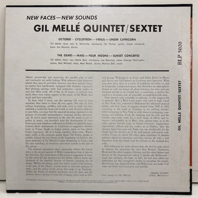 ■即決 GIL MELLE quintet sextet blp5020 UA MONO 10 _画像2