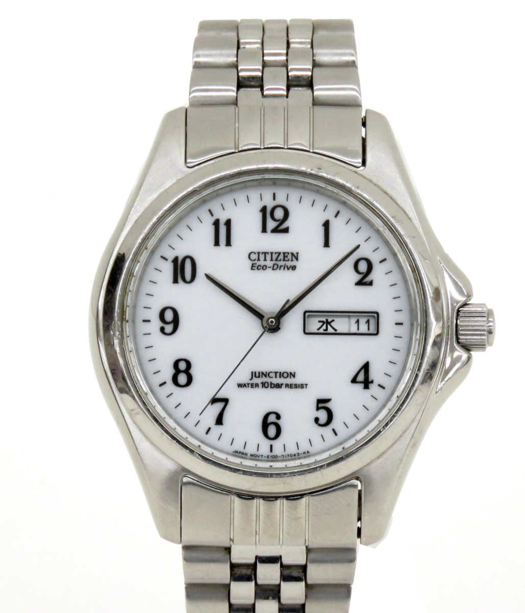 稼働品 逸品 中古 CITIZEN シチズン エコドライブ 今季ブランド メンズ腕時計 E100-S96371 ホワイト文字盤