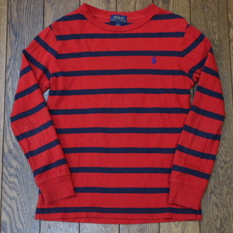 Polo Ralph Lauren キッズ ボーダー 長袖 Tシャツ 7 レッド ネイビー