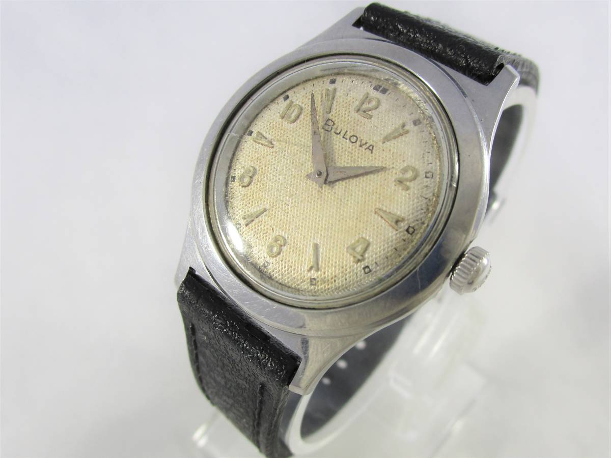 1957年製 BULOVA ブローバ ビンテージ アンティーク 手巻き 腕時計 17石 1960年代アメリカ ヴィンテージ男性用 メンズ ウォッチ 新品ベルト_画像3