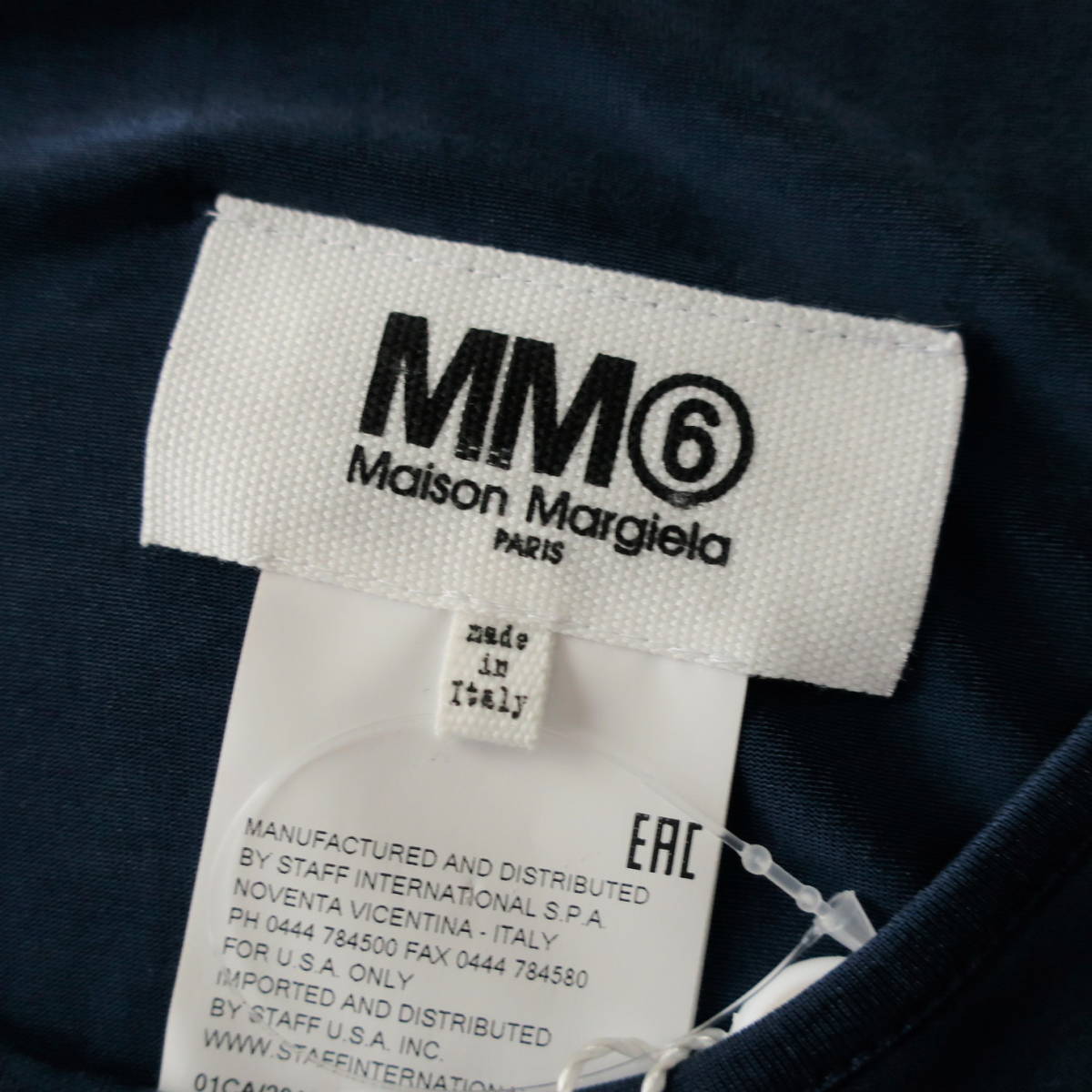 未使用 MM6 Maison Margiela メゾンマルジェラ 春夏 トップス カットソー Aライン ミニ ドレス フレア ネイビー 紺 レディース Mサイズ _画像5