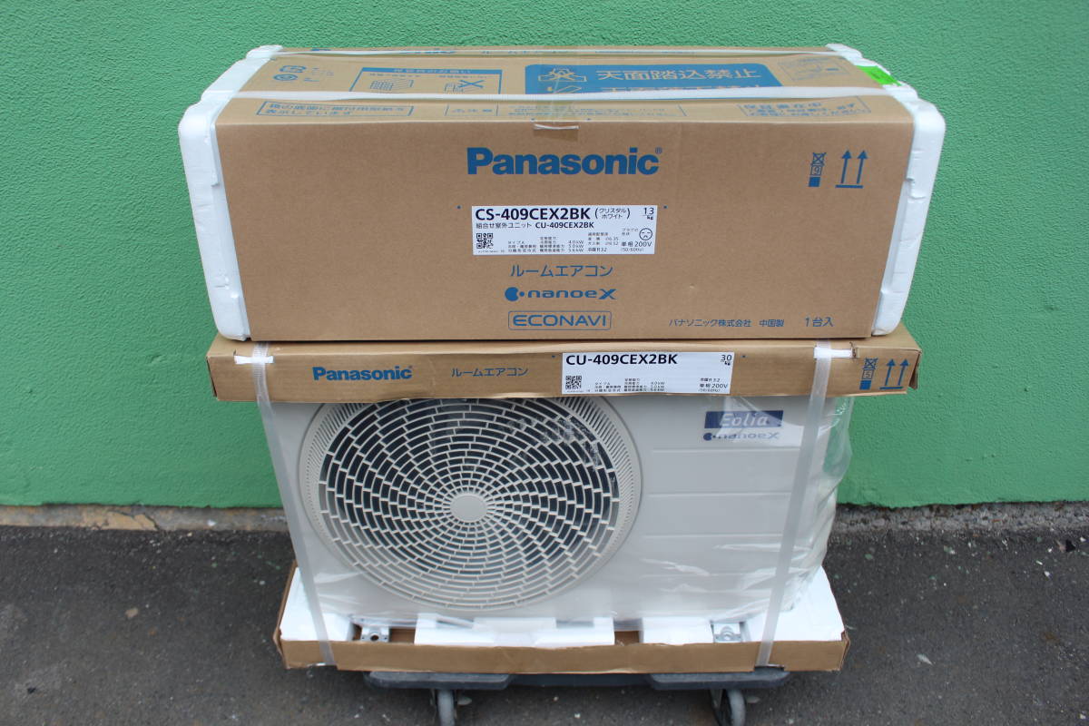 パナソニック　Panasonic CS-409CEX2BK-W エアコン 2019年 Eolia（エオリア）クリスタルホワイト [おもに14畳用 /200V] 未使用 凹み有_画像1
