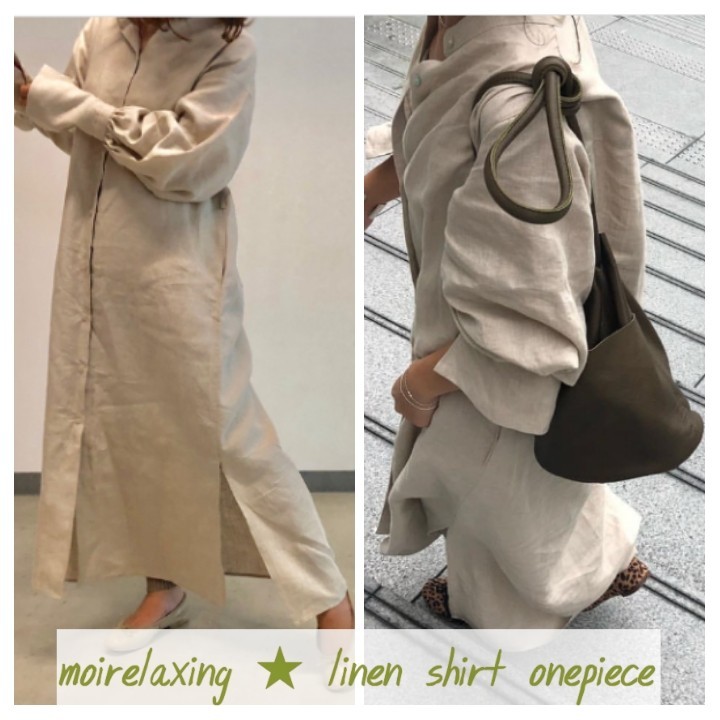 moirelaxing linen リネンシャツ ワンピース 麻　モイリラクシング ガウンコート