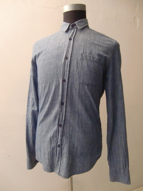 送料無料 ポルトガル製 Nudie Jeans ヌーディージーンズ M デニム シャンブレー シャツ ユーロ ワークシャツ ジャケット ブルゾン 定価2万 _画像1
