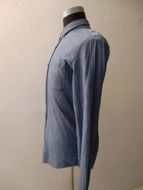 送料無料 ポルトガル製 Nudie Jeans ヌーディージーンズ M デニム シャンブレー シャツ ユーロ ワークシャツ ジャケット ブルゾン 定価2万 _画像4