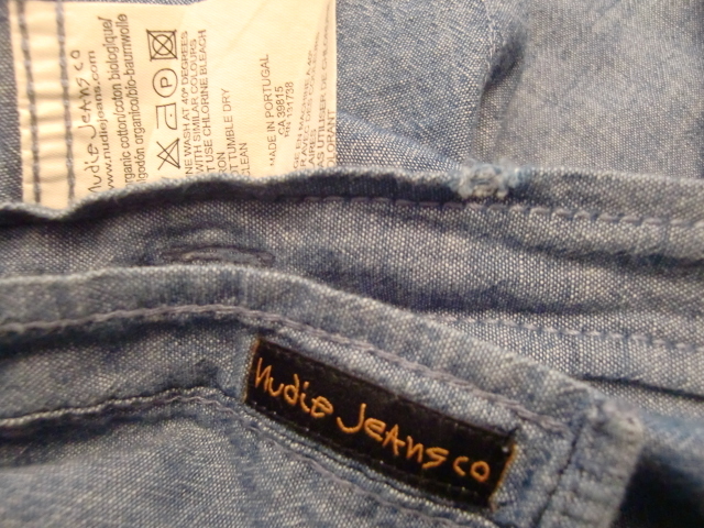 送料無料 ポルトガル製 Nudie Jeans ヌーディージーンズ M デニム シャンブレー シャツ ユーロ ワークシャツ ジャケット ブルゾン 定価2万 _画像8