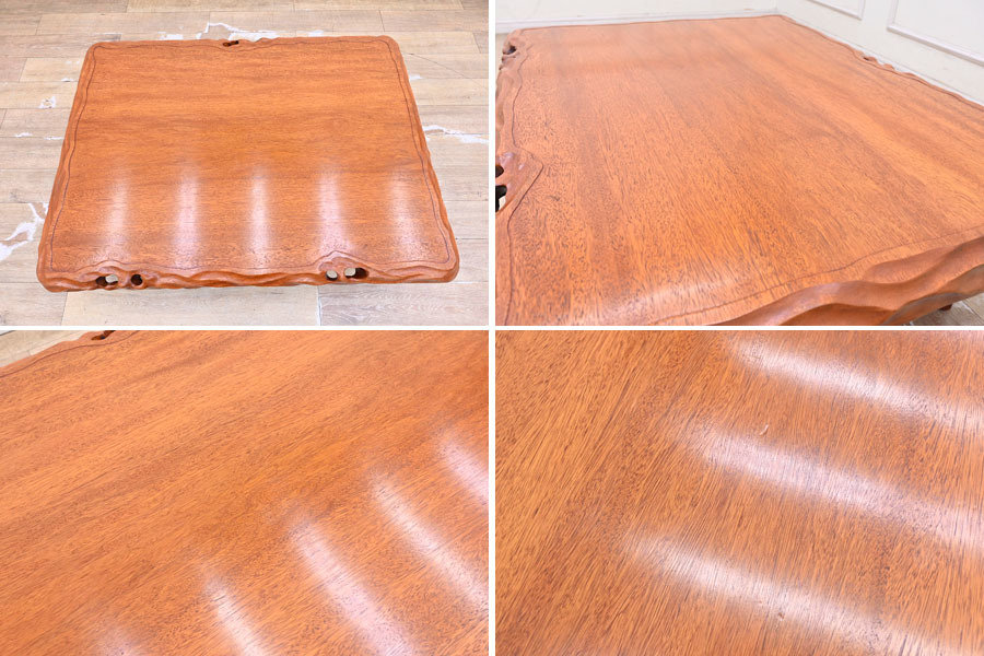 G122 重厚感 緻密材 一枚板 無垢 座卓 座敷机 ローテーブル リビングテーブル 天板は高級縁残しタイプ_画像2