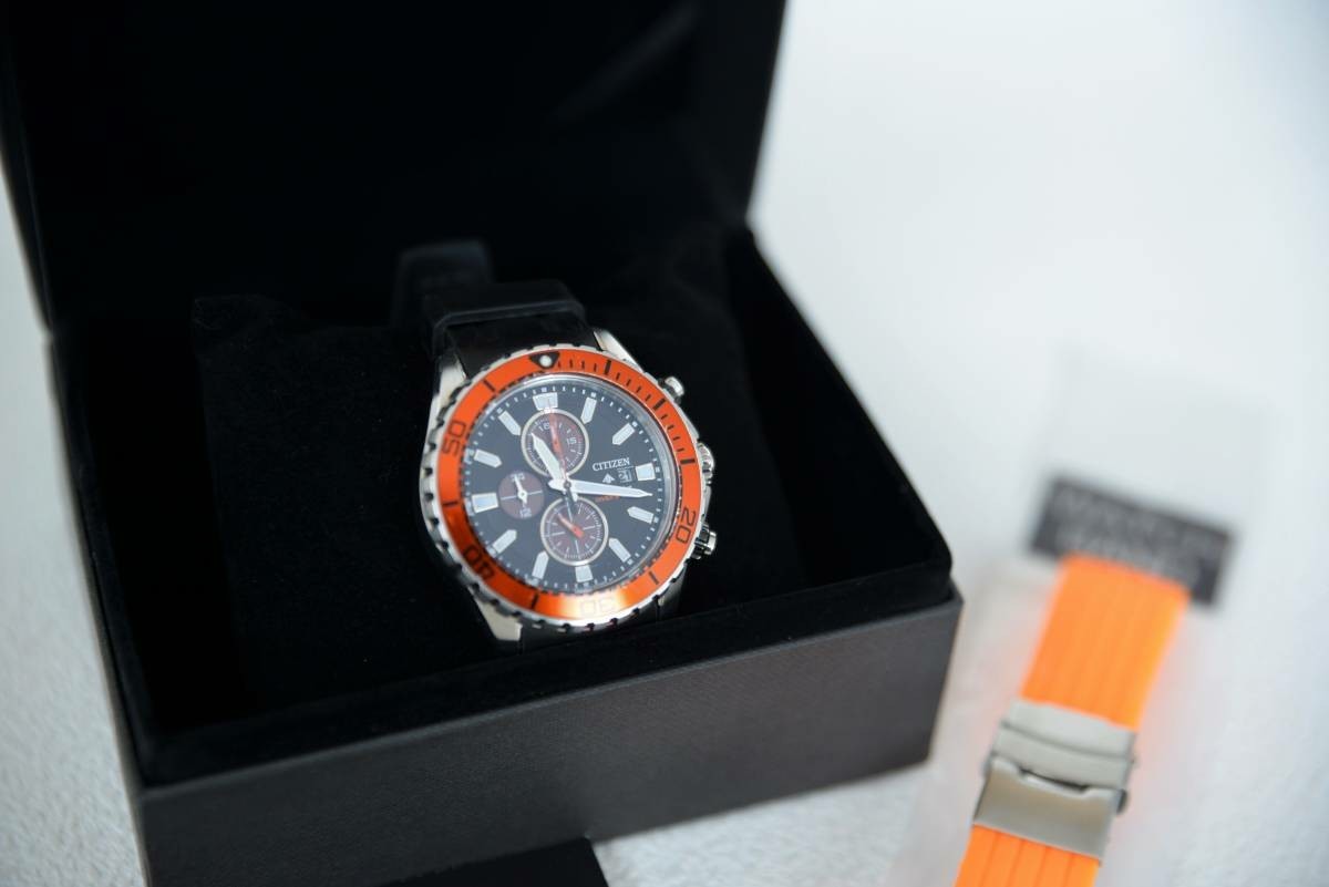Paypayフリマ Citizen プロマスター エコドライブ オレンジ ベゼル 替えベルト付き シチズン 取扱説明書 マリン ダイバーズ ウォッチ