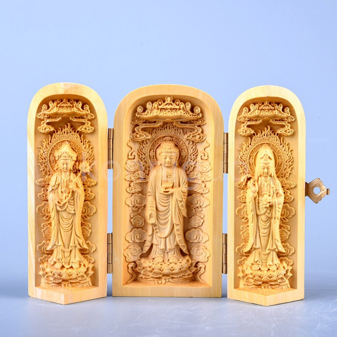 西部3つの聖仏像観音　コレクションアート 彫刻工芸品 木彫刻　飾り置物 装飾品　ギフト JS31