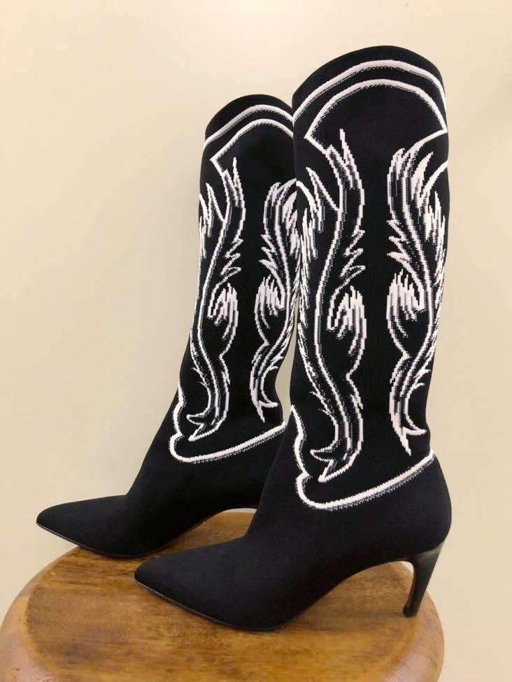 Christian Dior】western ジャガード knit boot-