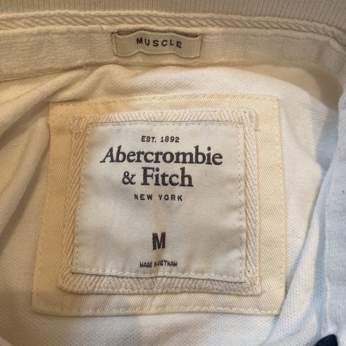 Abercrombie&Fitch 半袖ポロシャツ ホワイト M_画像3