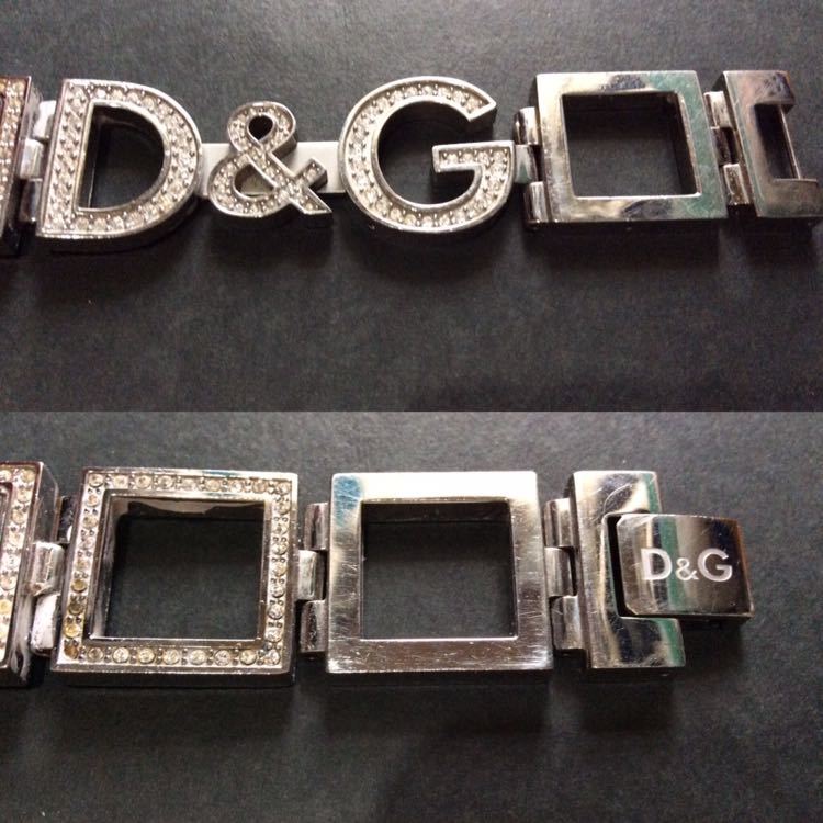 DOLCH&GABBANA Dolce & Gabbana D&G rhinestone square Logo belt white lady's watch wristwatch 