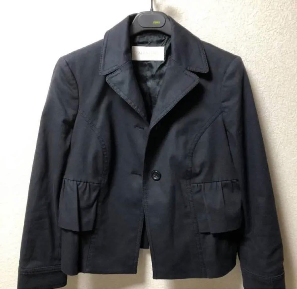 VALENTINO ヴァレンティノ バックフリル仕様 黒 ブラック ジャケット