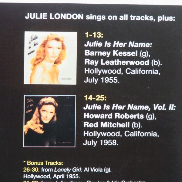 【デジパック】ジュリー・ロンドン　JULIE LONDON　JULIE IS HER NAME　COMPLETE SESSION　アルバム2枚 + ボーナス 8曲_画像3