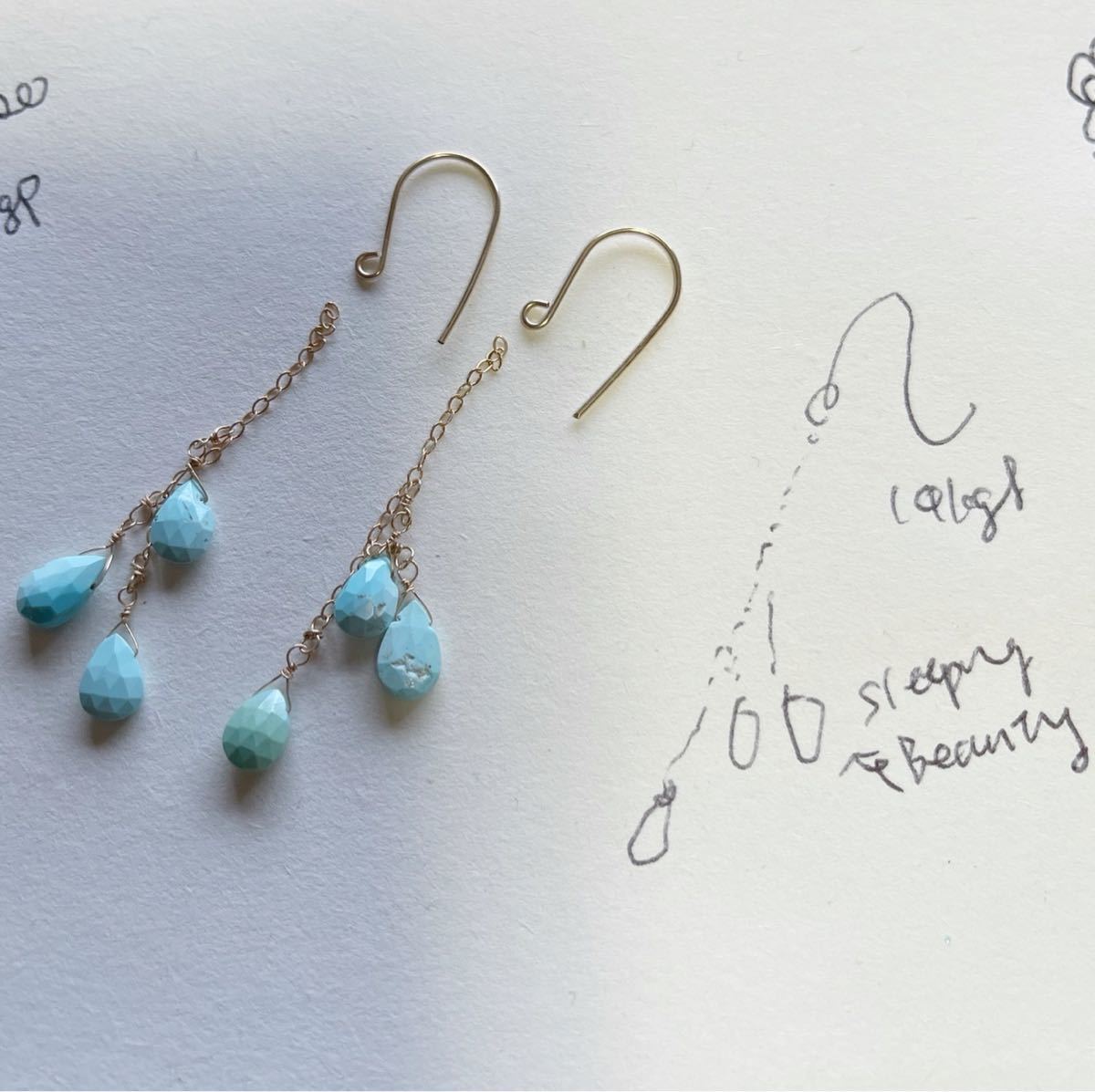 -SUI8- No.22 アリゾナ　スリーピングビューティターコイズのピアス　14kgf a sleeping beauty Turquoise (Arizona) peaceEarring 14kgf