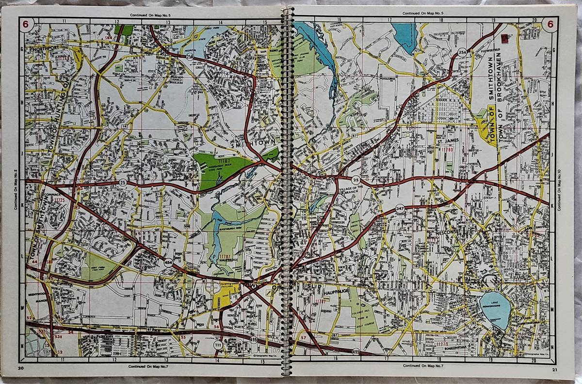 1980 годы New York .sa вилка уезд карта дорог Drive карта Atlas B