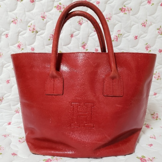 HIROFU Hirofu tote bag handbag bag color red size approximately 33×24×15 Italy made bag leather bag 