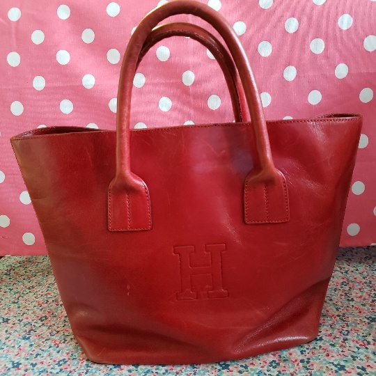 HIROFU Hirofu tote bag handbag bag color red size approximately 33×24×15 Italy made bag leather bag 