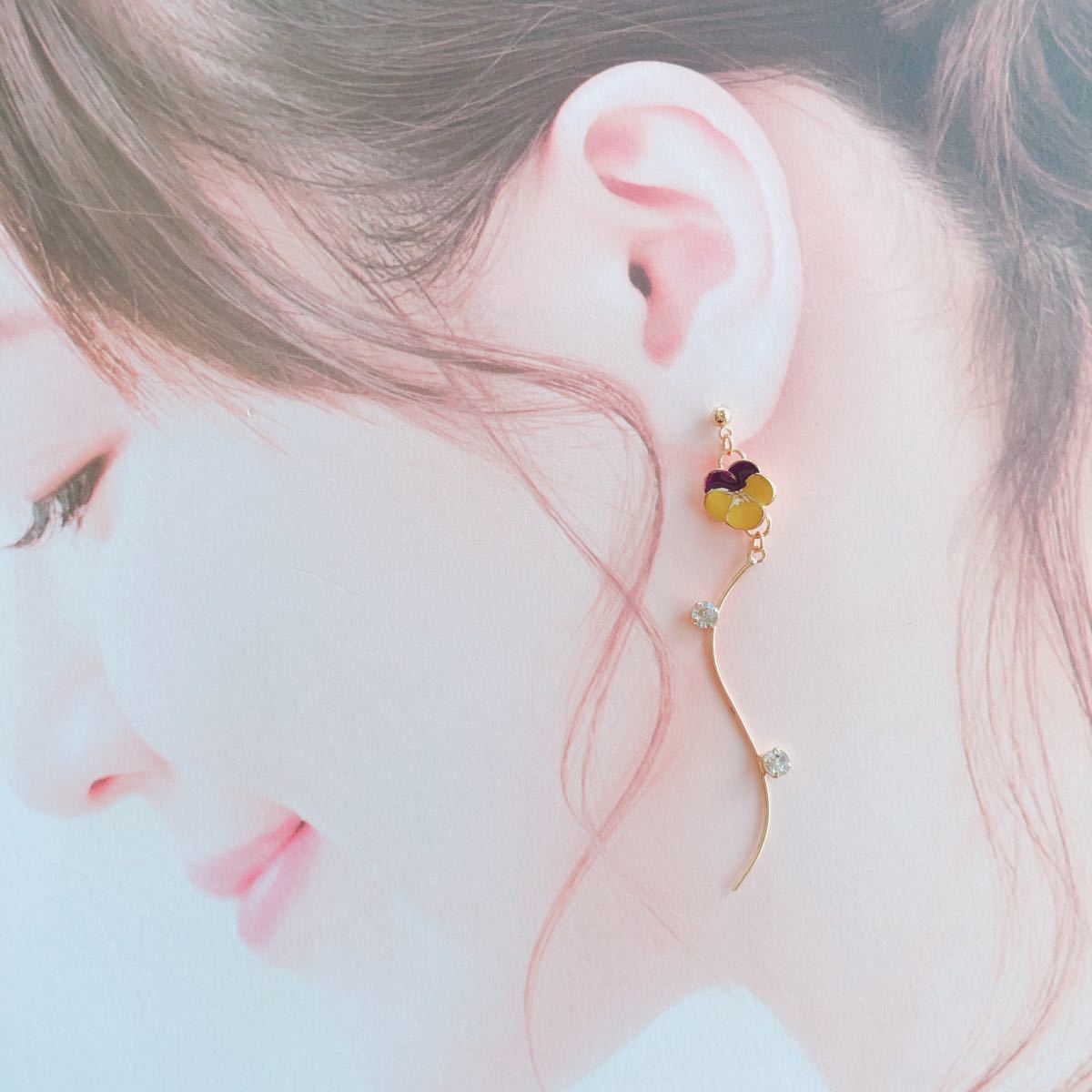 一番人気物 春ピアス ビオラピアス イヤリング パンジー すみれ