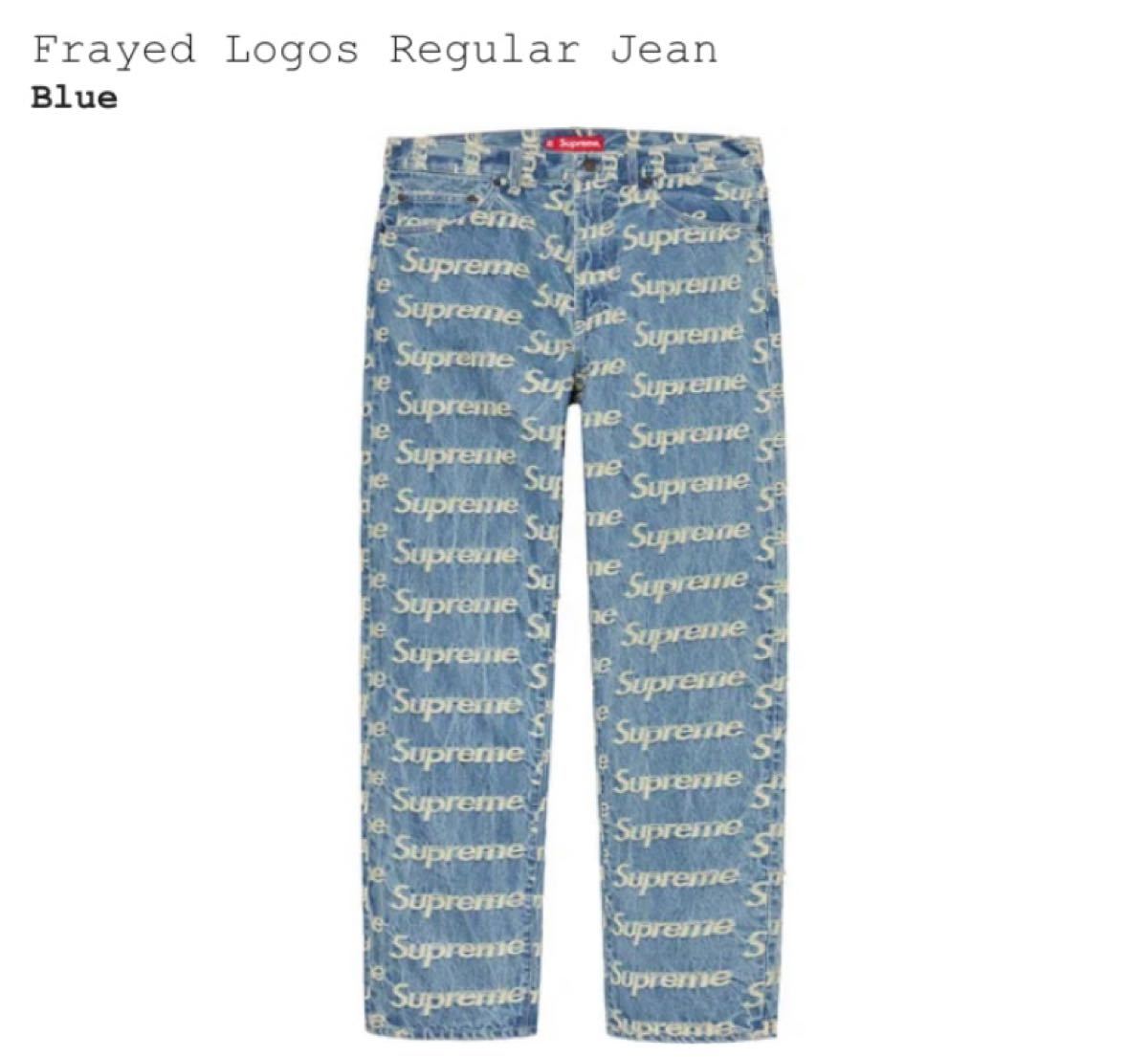 国内正規品 Supreme Frayed Logos Regular Jean Blue jeans 国内正規品 Supreme Frayed Logos Regular Jean Blue jeans