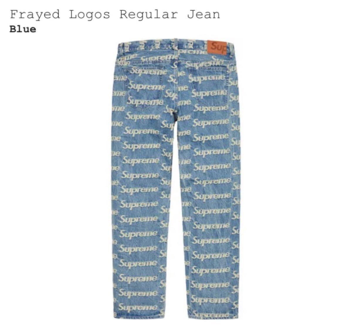 国内正規品 Supreme Frayed Logos Regular Jean Blue jeans 国内正規品 Supreme Frayed Logos Regular Jean Blue jeans