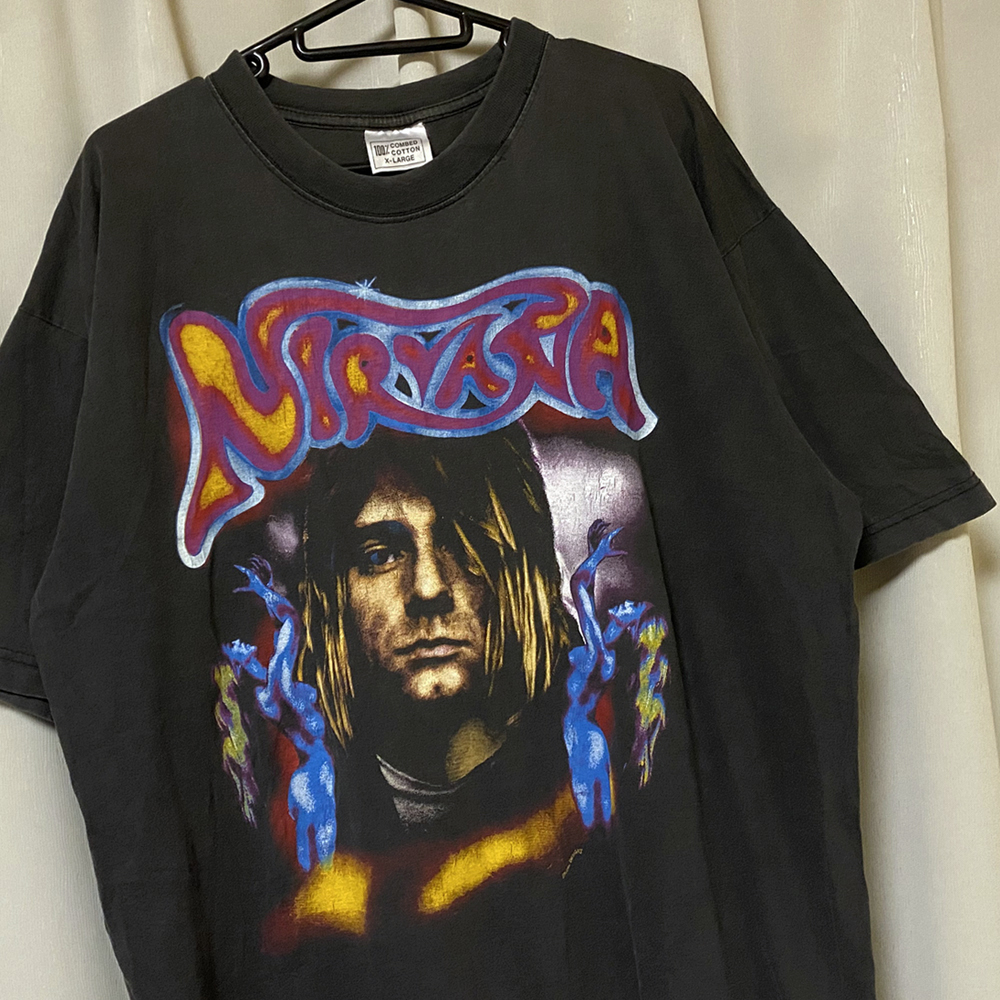 レア XL 90s NIRVANA ニルヴァーナ カートコバーン Kurt Cobain ビンテージTシャツ 当時物 vintage  UNPLUGGED MTV HELLOH 希少 ヨーロッパ