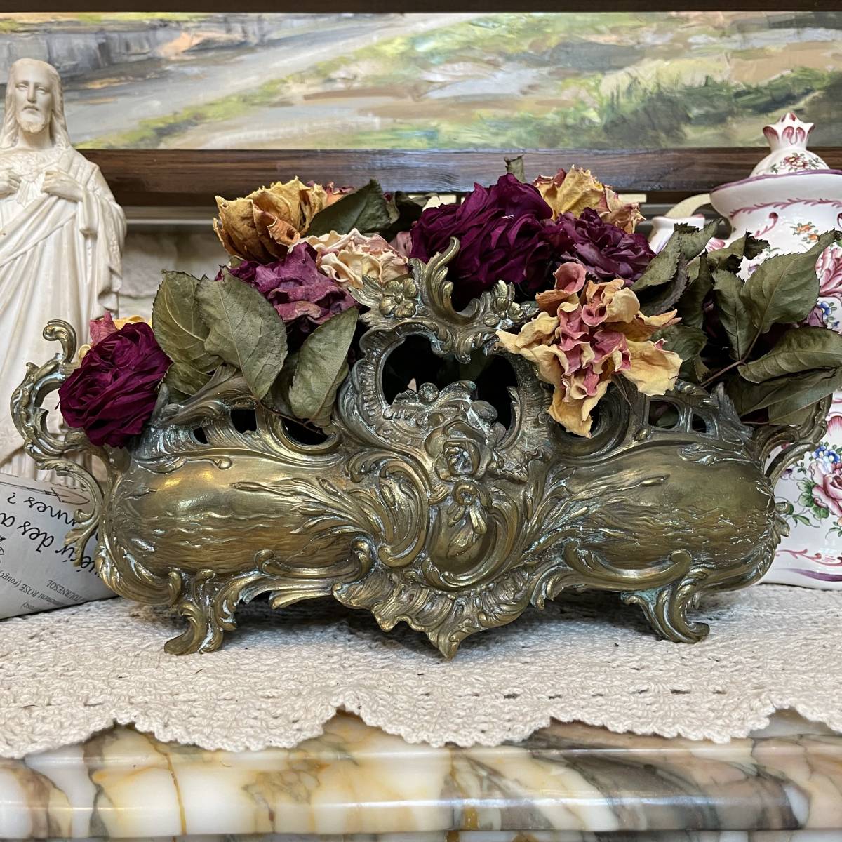 フランスアンティーク　ジャルディニエール　花器　ポット　シャビー　アンティーク　ルイ15世様式　ロココ様式_画像2